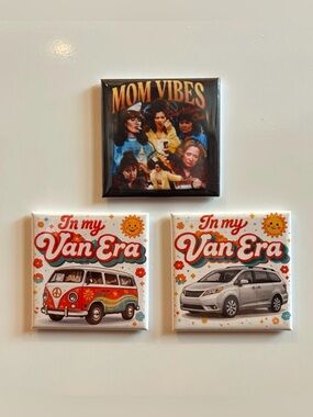 Set of 3 Custom Handmade 2x2” Square Magnets - Mom Vibes!